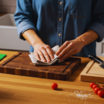 Tábua para cortar alimentos ideal para a cozinha, com dicas de material, higiene e durabilidade